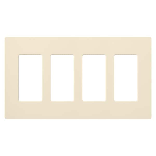 Lutron Claro 4 Gang Wall Plate for Decorator/Rocker Switches, Gloss, Almond (CW-4-AL) (1-Pack)