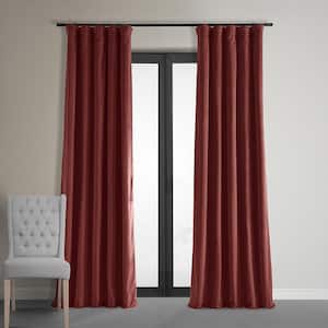 Crimson Rust Velvet Solid 50 in. W x 96 in. L Lined Rod Pocket Blackout Curtain
