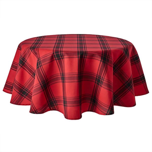 TOWN & COUNTRY LIVING Buffalo Check 70 in. W x 70 in. L Red-Black Checkered Cotton Blend Tablecloth