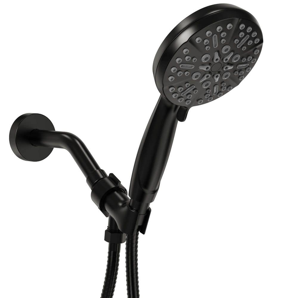 5 in. Round 5-Spray Wall Mount Handheld Shower Head with 59 in. Hose 1.8 GPM in Matte Black price history on PriceWatchPro