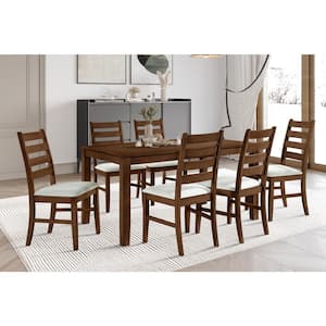 New Classic Furniture Pascal 7-Piece Rectangular Walnut Wood Top Dining Table Set (Seats 6)