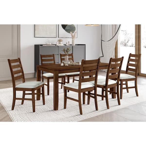 NEW CLASSIC HOME FURNISHINGS New Classic Furniture Pascal 7-Piece Rectangular Walnut Wood Top Dining Table Set (Seats 6)
