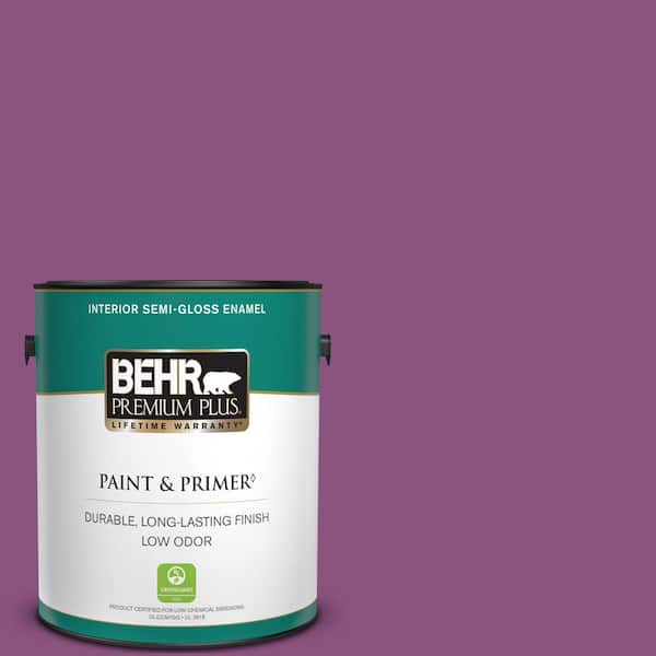 BEHR PREMIUM PLUS 1 gal. Home Decorators Collection #HDC-MD-07 Dynamic Magenta Semi-Gloss Enamel Low Odor Interior Paint & Primer