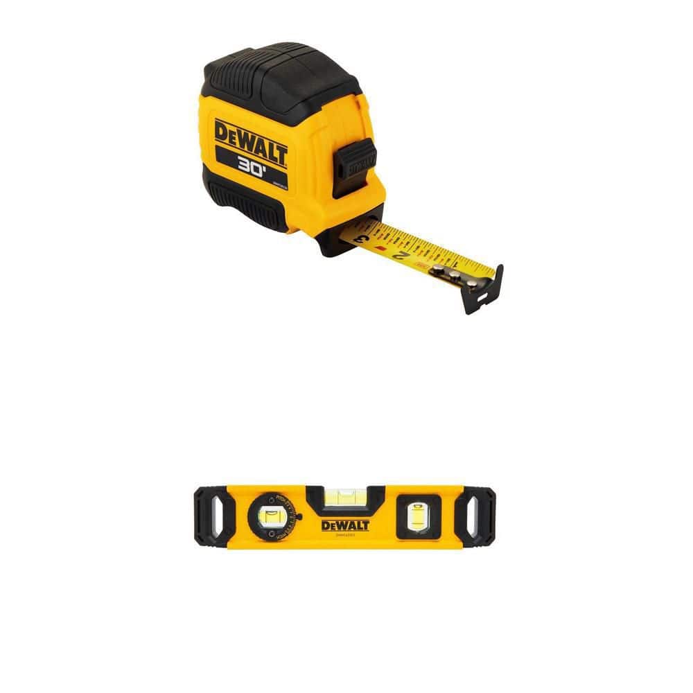 DEWALT 30 ft. x 1-1/8 in. Tape Measure with Finger Brake and 9 in. Torpedo Level Combo