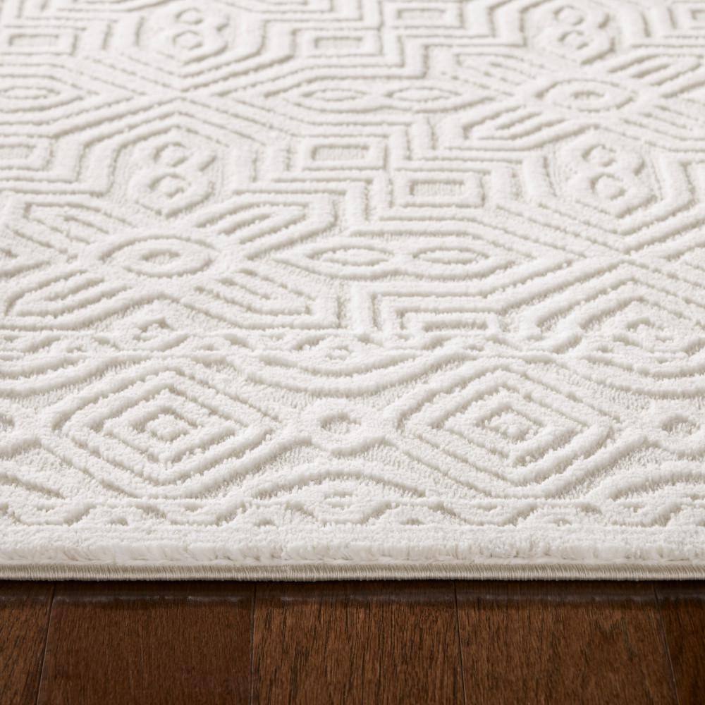 Ivory Greige Synthetic Reversible Rectangular Area Rug 6'6" x 9'6"