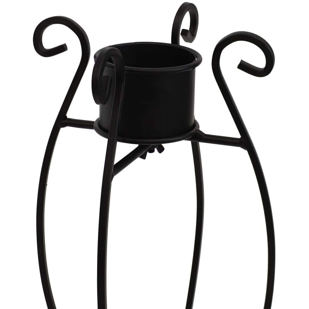 Graceful Curved Black Steel Outdoor Gazing Globe Stand