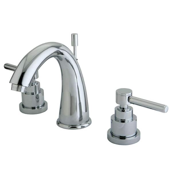 Kingston Brass Elinvar 8 in. Widespread 2-Handle Bathroom Faucets with Brass Pop-Up in Polished Chrome