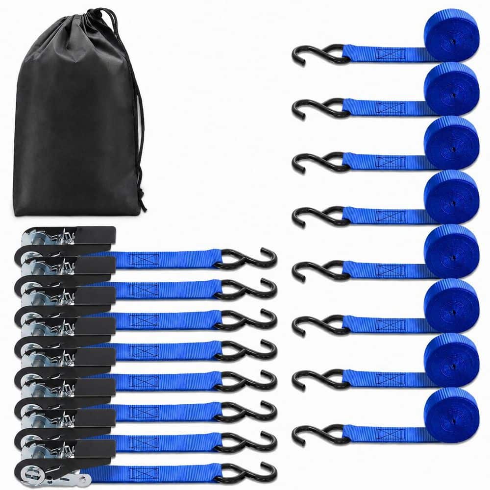10 ft x 1 in Ratchet Tie Down Strap with Coated S Hooks Fastener Style Cargo Strap 8 Pack 900 lb Strength price history on PriceWatchPro