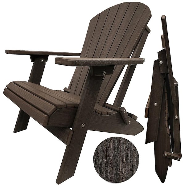 DuraWeather Poly Brazilian Walnut (Wood Grain) King Size Folding Adirondack Chair