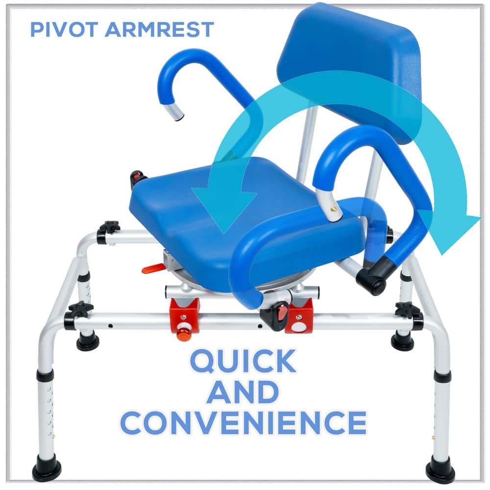 Blue Adjustable Plastic Tub Transfer Bench with Swivel Seat