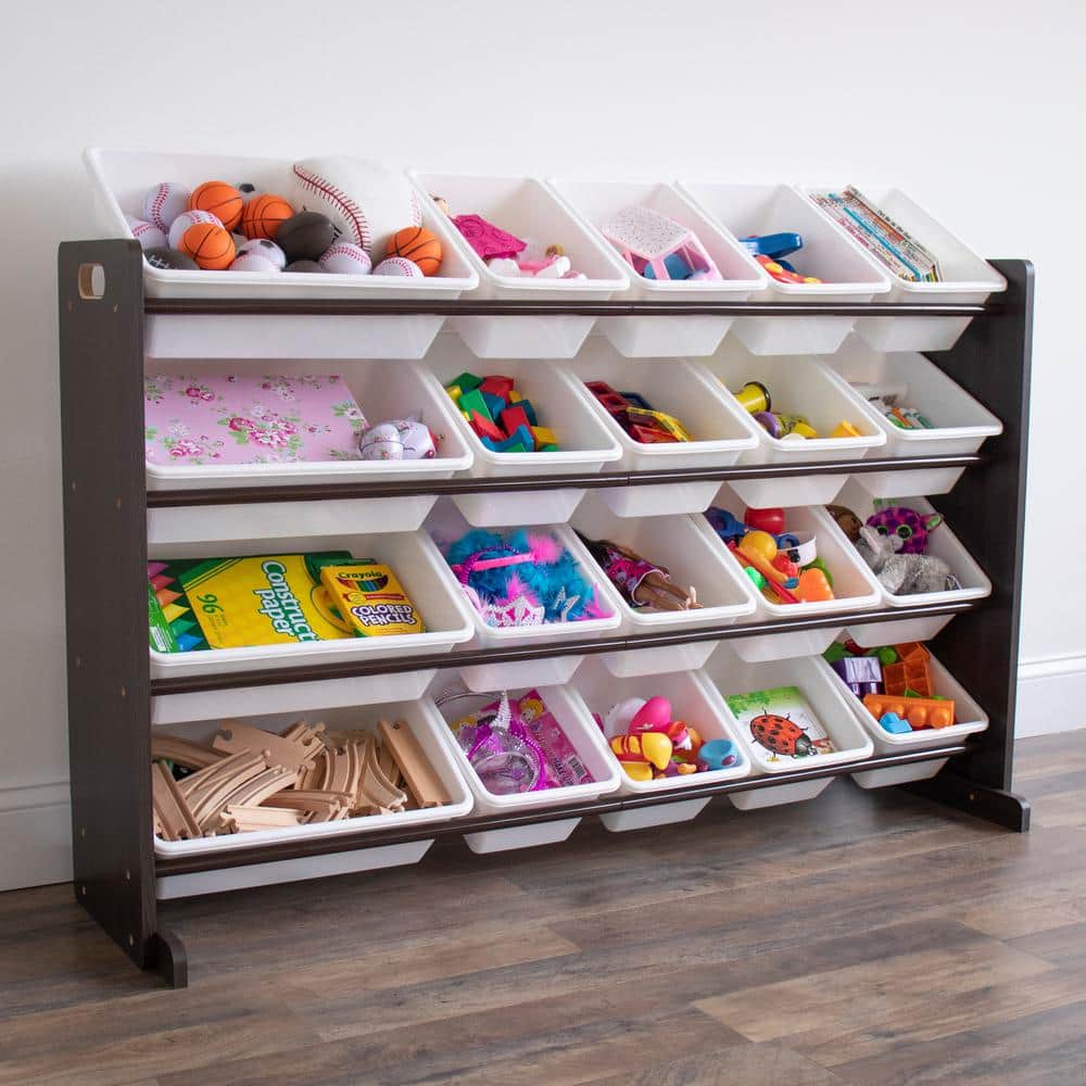 Espresso Extra Large Kids' Toy Storage Organizer with 20 Bins