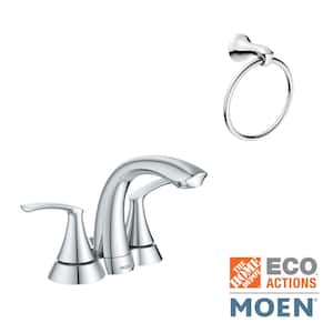 Darcy 4 in. Centerset 2-Handle Bathroom Faucet with Towel Ring in Chrome
