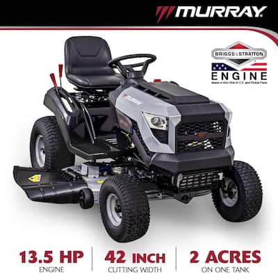 MT100 42 in. 13.5 HP 500cc E1350 Series Briggs and Stratton Engine 6-Speed Manual Gas Riding Lawn Tractor Mower