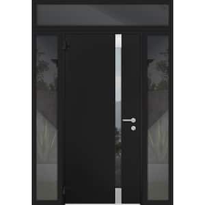 6777 56 in. x 96 in. Left Hand/Outswing Tinted Glass Black Enamel Steel Prehung Front Door with Hardware