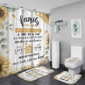 Golden Sunflower Shower Curtain Bathroom Decor Fabric & 12hooks 71in 