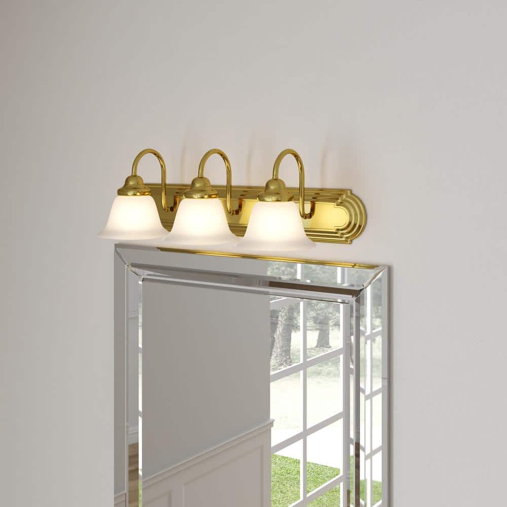 Elegant Ballerina 24" Vanity Wall Light with Alabaster Glass Shades, Polished Brass