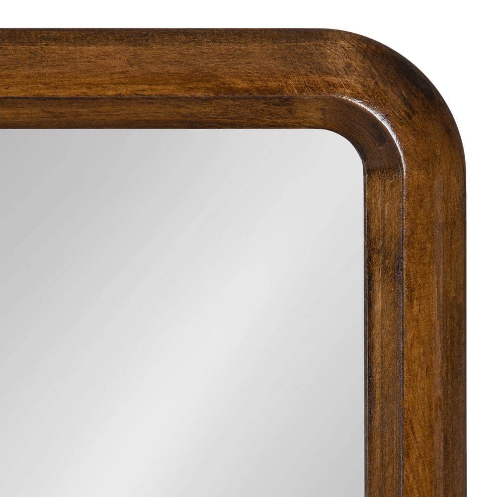 Walnut Brown Full Length Rectangular Wood Wall Mirror