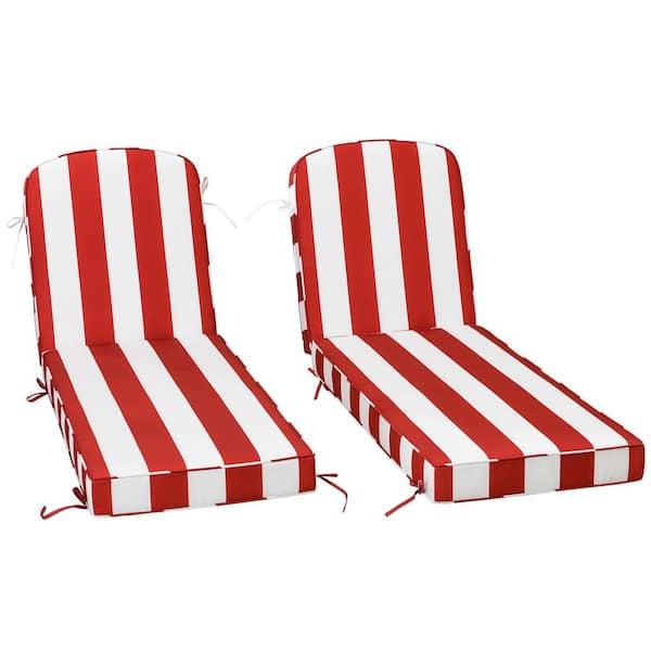 DESwan Pelcha 23 in. W x 75 in. D x 5 in. T 2-Piece Outdoor Chaise Lounge Cushion in Striped Red