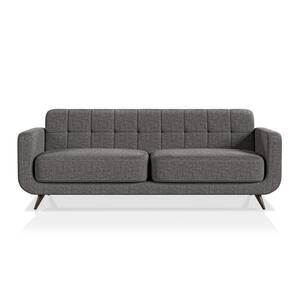 Devone 87 in. W Square Arm Fabric Straight Sofa in Gray