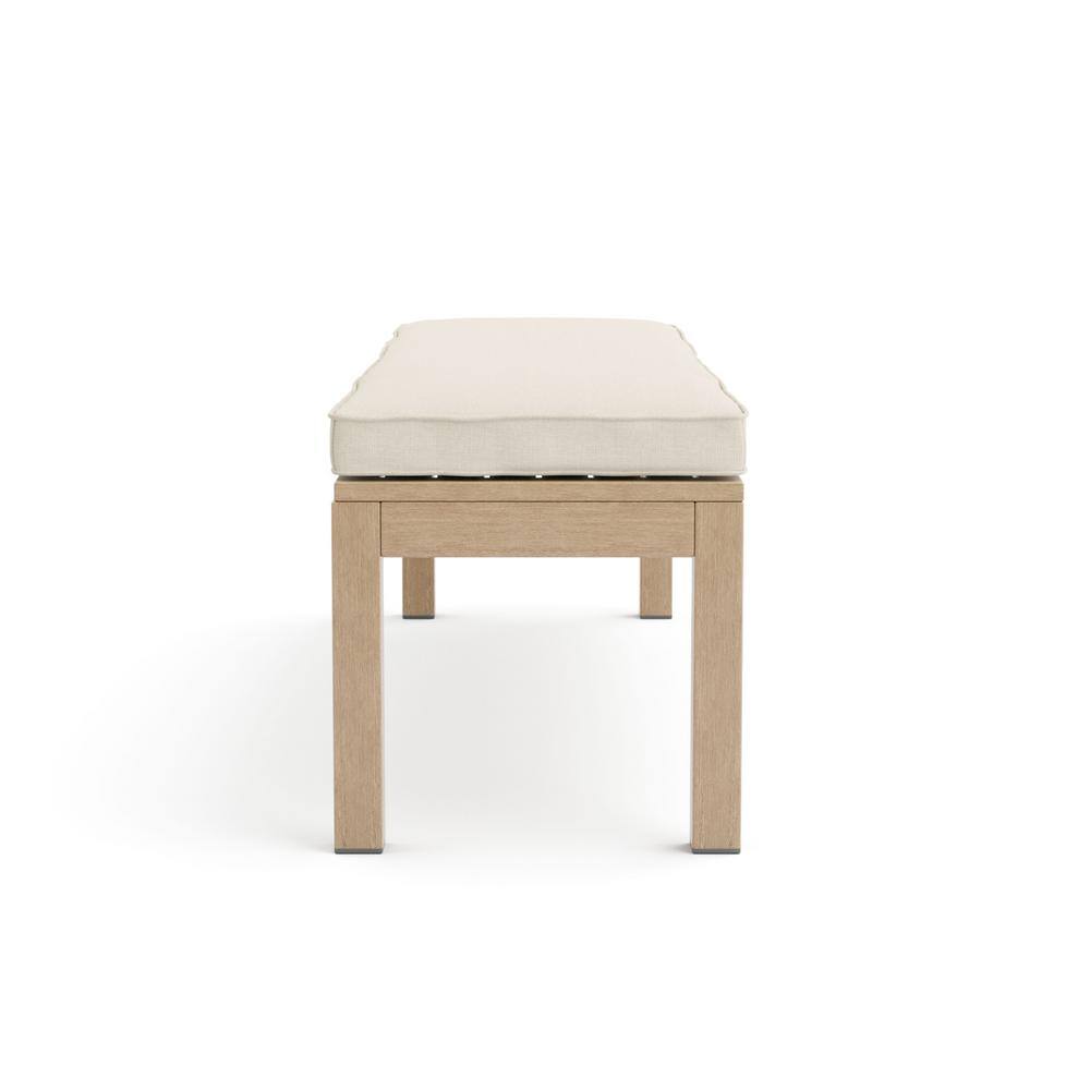 Bordeaux 57" Beige Aluminum Outdoor Dining Bench with Foam Cushion