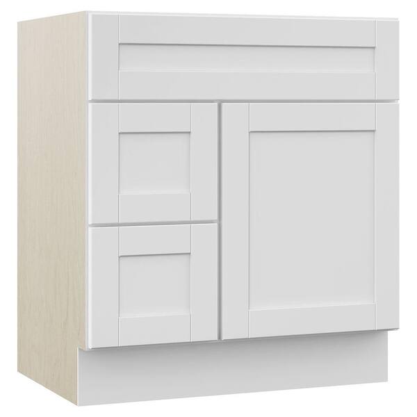 MasterBath Stirling 30 in. W x 21.5 in. D x 33.5 in. H Bath Vanity Cabinet Only with Drawers on Left in White