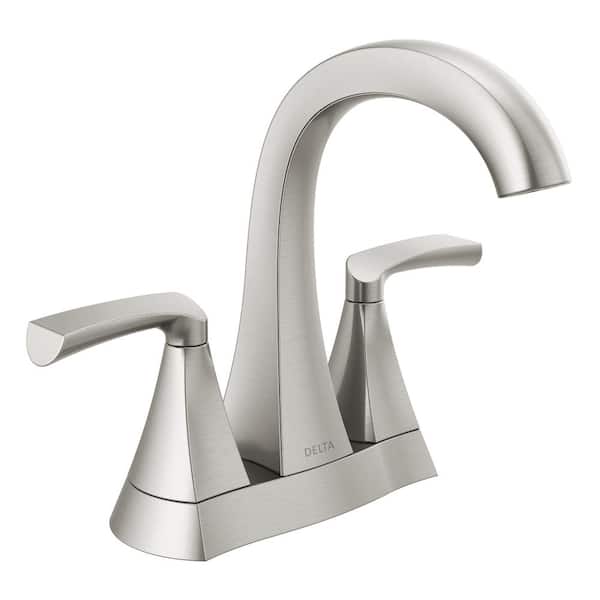 Delta Pierce 4 in. Centerset 2-Handle Bathroom Faucet in SpotShield Brushed Nickel