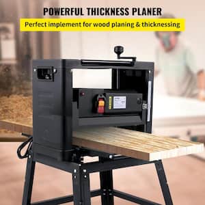 Thickness Planer 12-1/2 in. Wood Planer Foldable 1500-Watts with Dust Exhaust Interface Stand for Woodworking