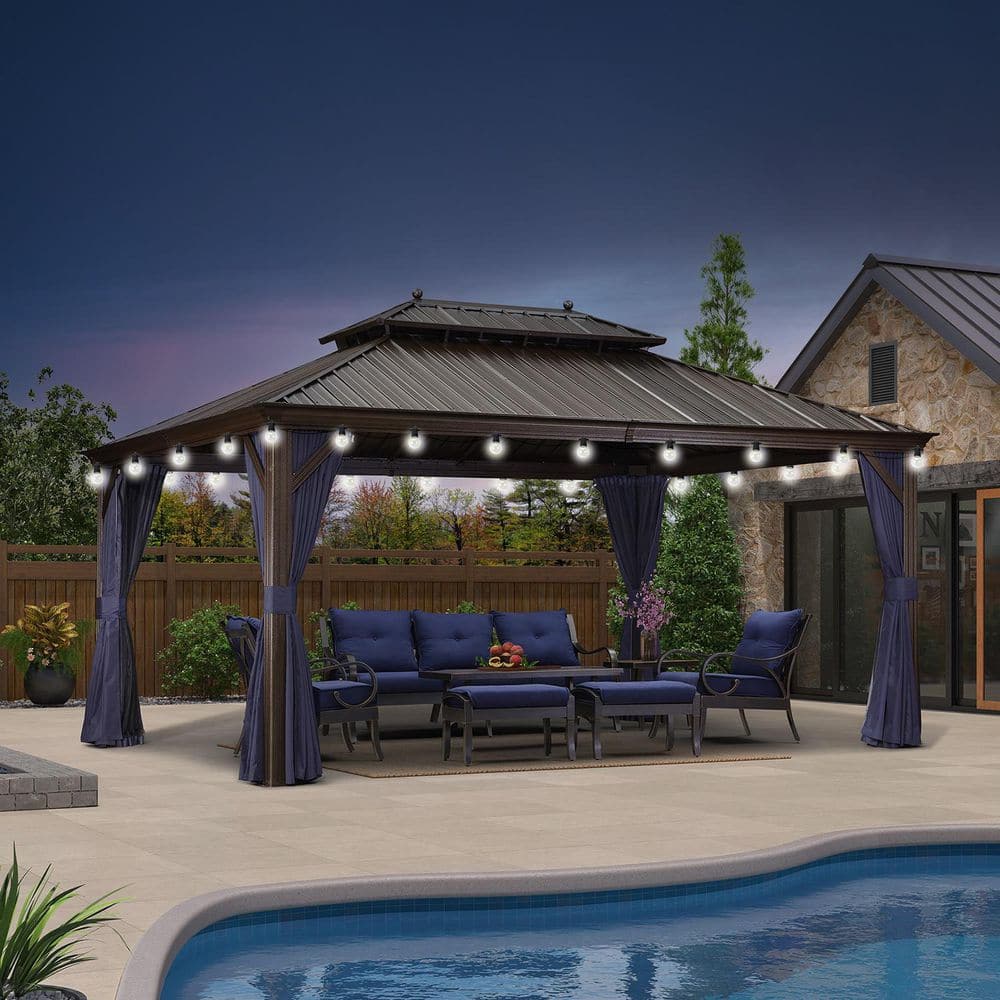 PURPLE LEAF 12 ft.x 16 ft.Bronze Patio Outdoor Gazebo for Backyard