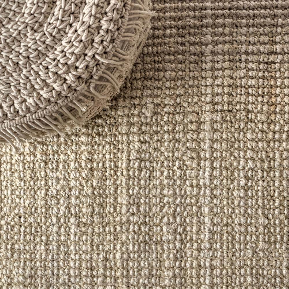 Ivory Braided Jute Handmade Reversible Rectangular Rug
