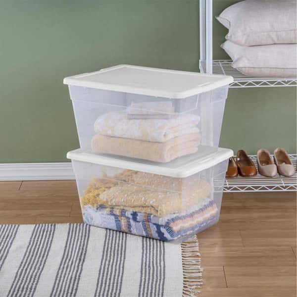 Sterilite Lidded 56 Qt. Clear Bin Home Storage Box Tote Container 16598008  - The Home Depot