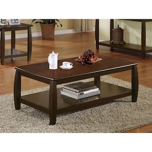 Dixon 47.5 in. Espresso Rectangle Wood Coffee Table with Lower Shelf