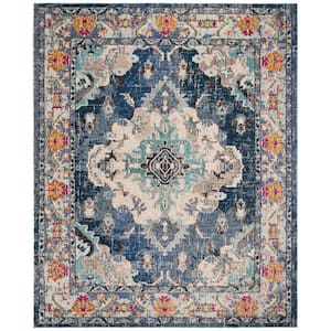 Monaco7 ft. x 9 ft. Navy/Light Blue Border Area Rug