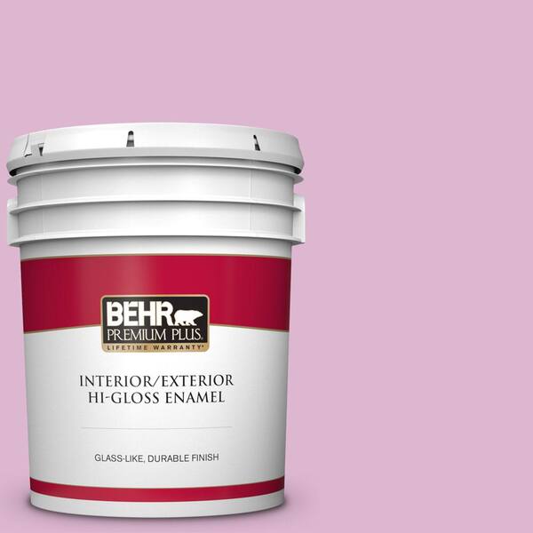 BEHR PREMIUM PLUS 5 gal. #M120-3 Pink Wink Hi-Gloss Enamel Interior/Exterior Paint