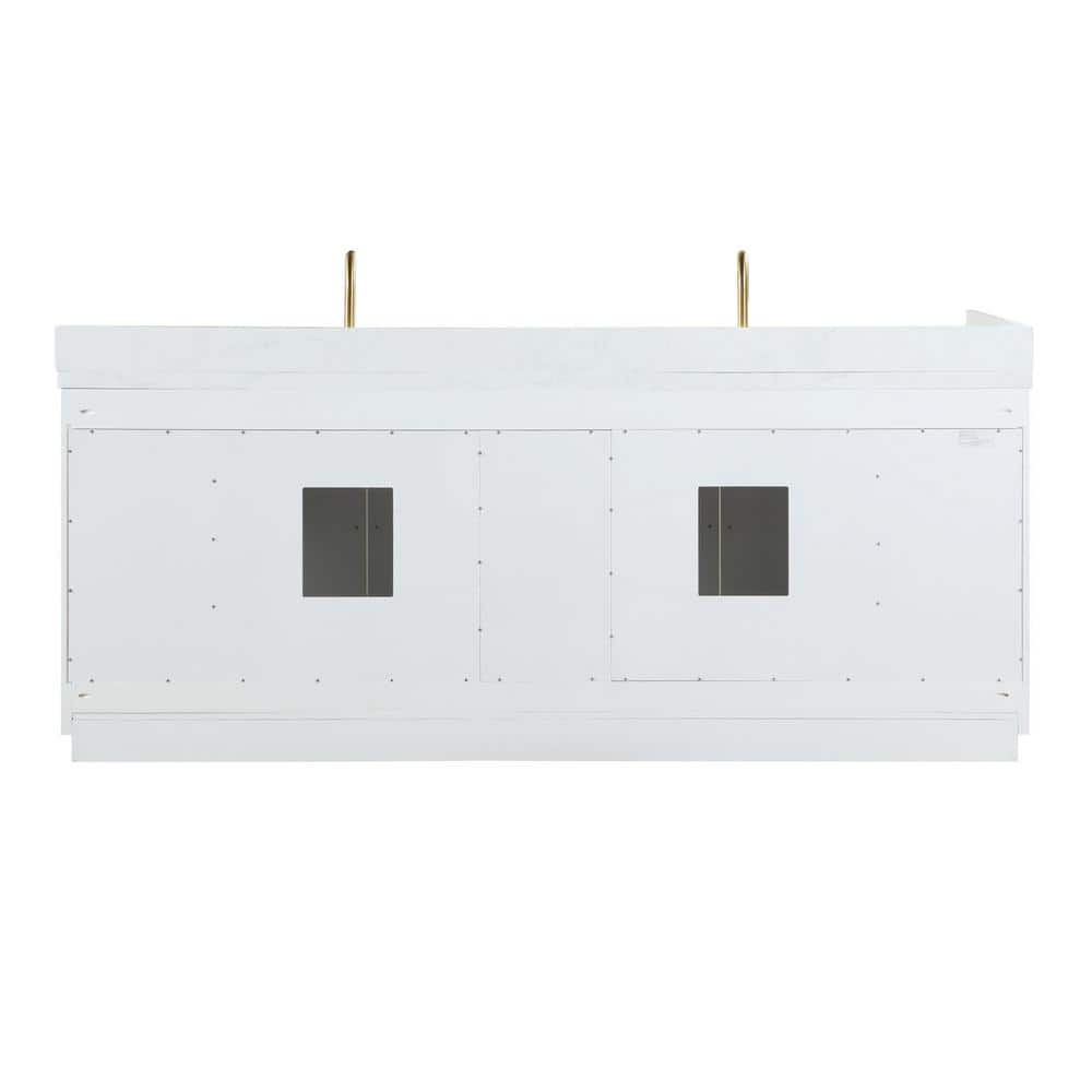 Gavino 84" White Wood Vanity with Composite Stone Top