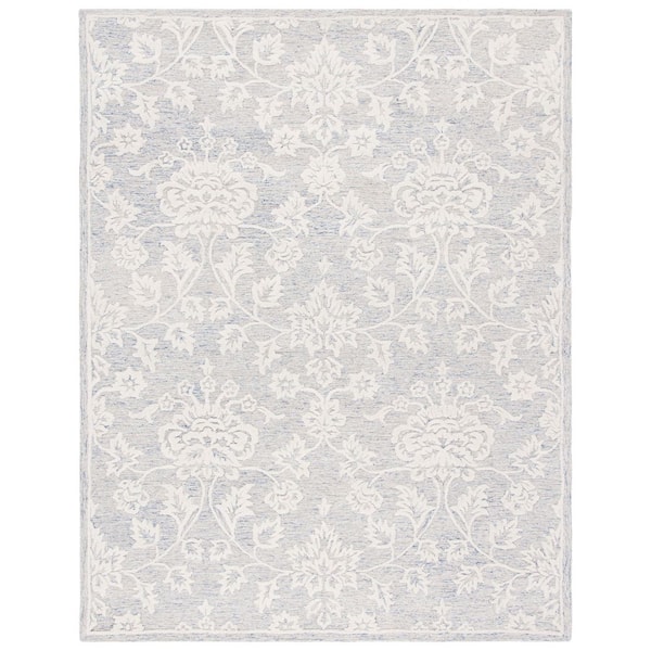 Glamour 9 ft. x 12 ft. Blue/Ivory Floral Flower Area Rug