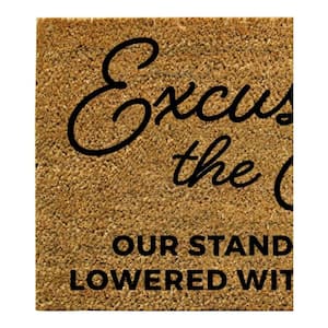 Black and Brown 16 in. x 28 in. Nature Coir Excuse the Mess Door Mat