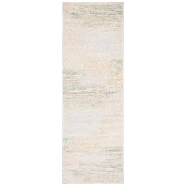 SAFAVIEH Adirondack 3 ft. x 14 ft. Ivory/Gold Solid Color Distressed Runner Rug