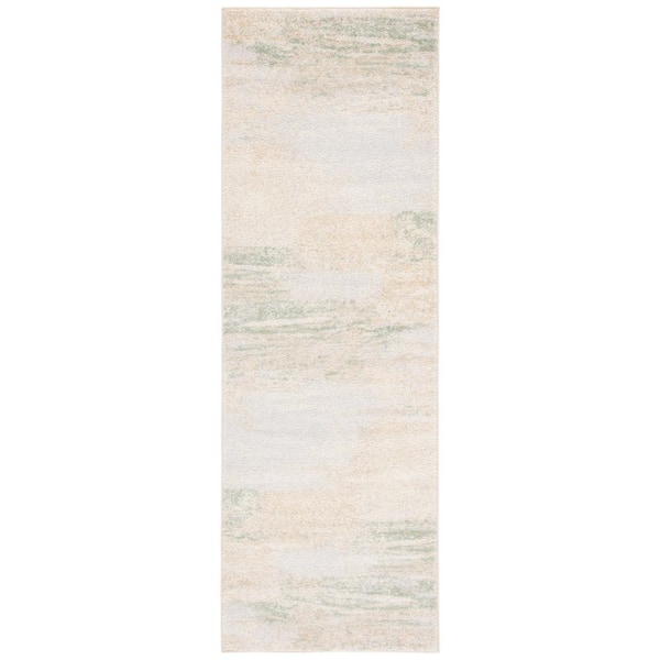 Adirondack 3 ft. x 16 ft. Ivory/Gold Solid Color Distressed Runner Rug