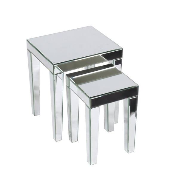 Ave Six Reflections Silver Mirror 2-Piece Nesting End Table