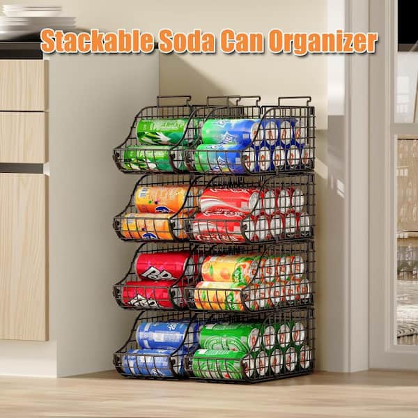 Numhew 4-Pack Stackable Canned Food Organizer with Handles for
