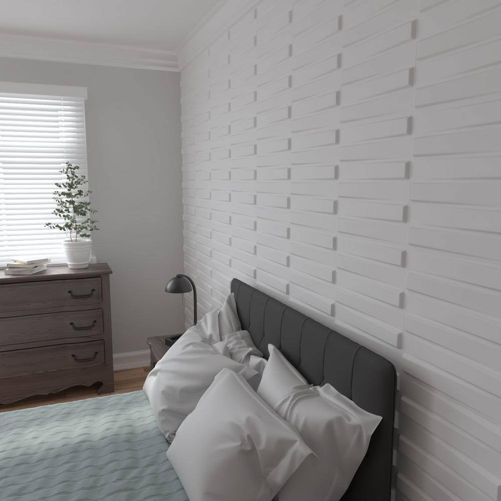 White Textured PVC 3D Decorative Wall Panel, 19 5/8" x 19 5/8"