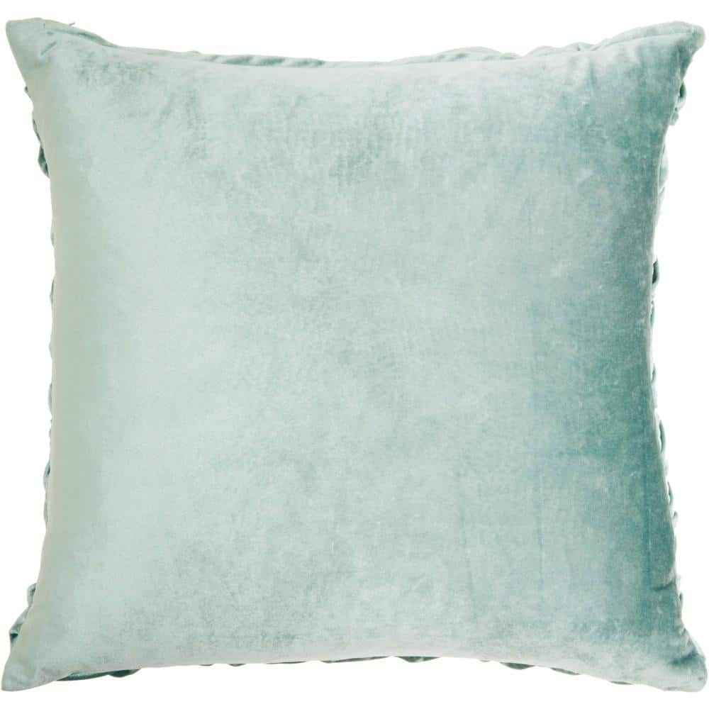 Celadon Green Velvet Square Throw Pillow, 22" x 22"