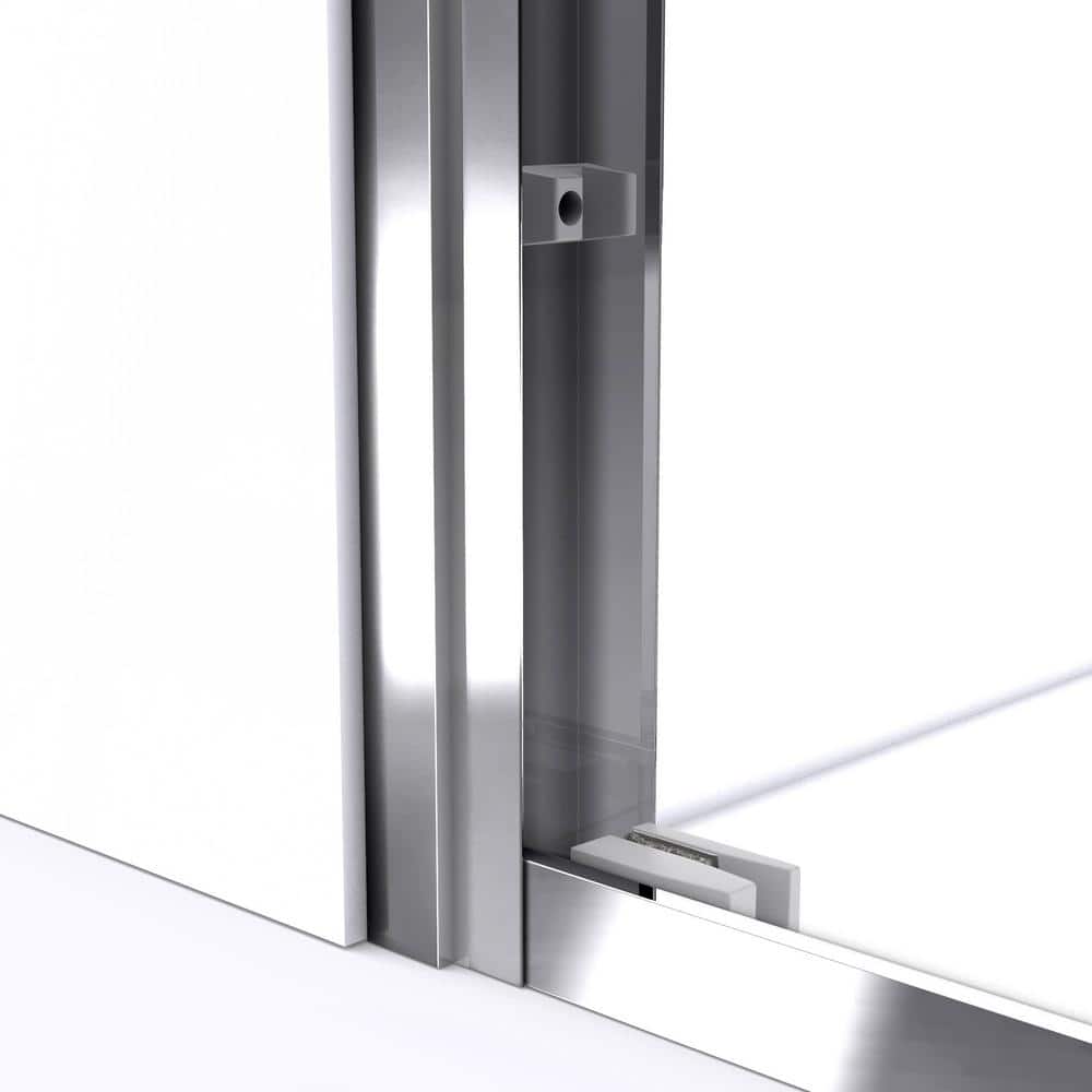 Duet 60" Frameless Clear Glass Sliding Shower Door in Brushed Nickel