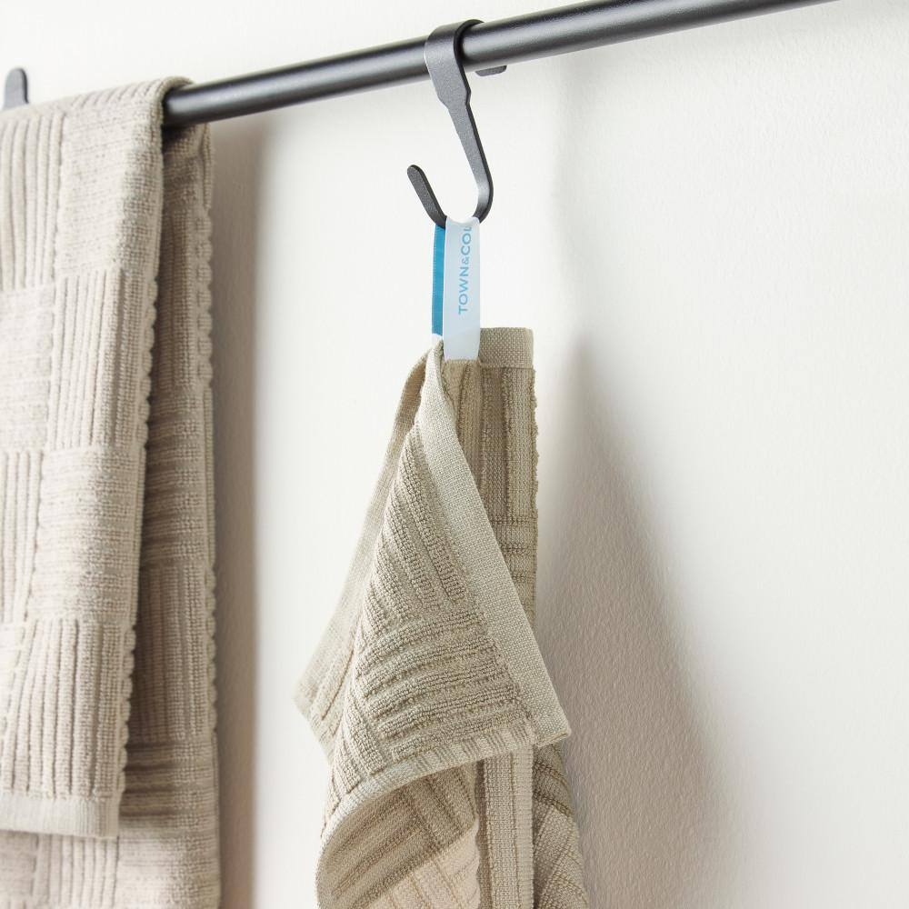 Gray Basketweave Terry Cotton Kitchen Towel Set, 16" x 28"