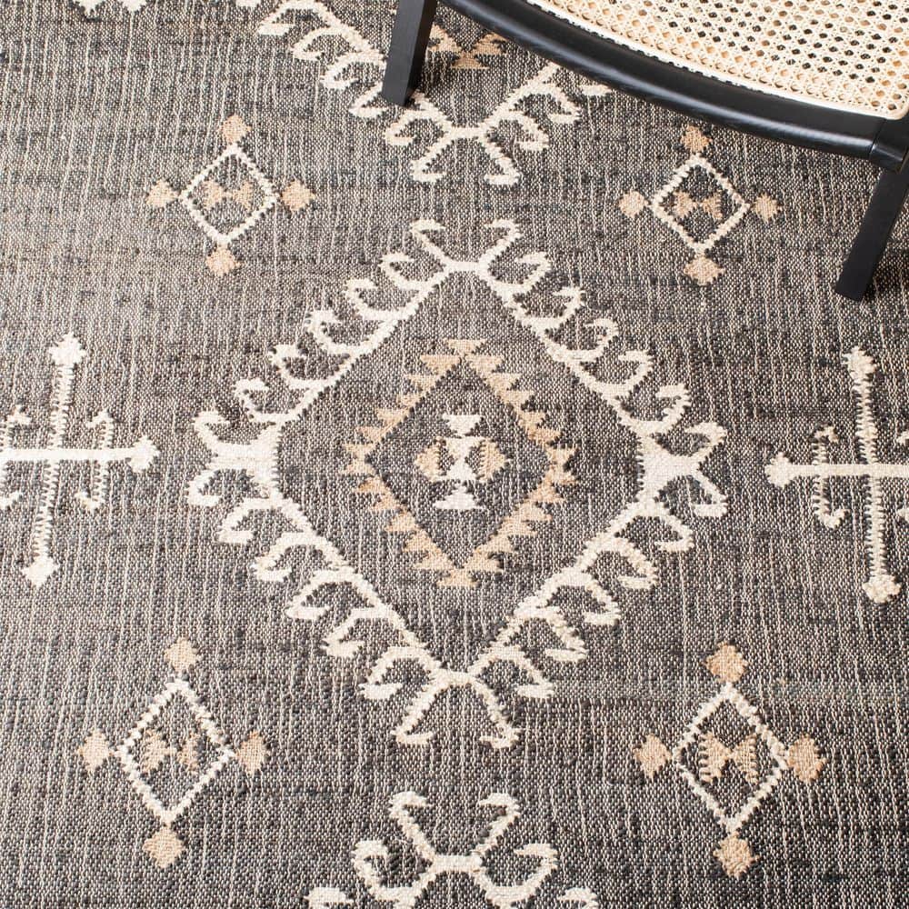 Handwoven Black and Ivory Kilim Runner Rug