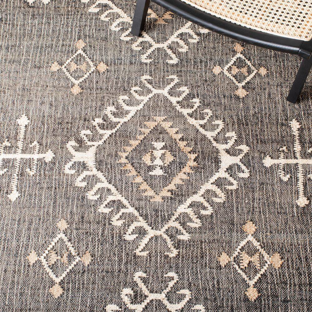 Bohemian Nomad Black and Ivory Handwoven Cotton Square Rug