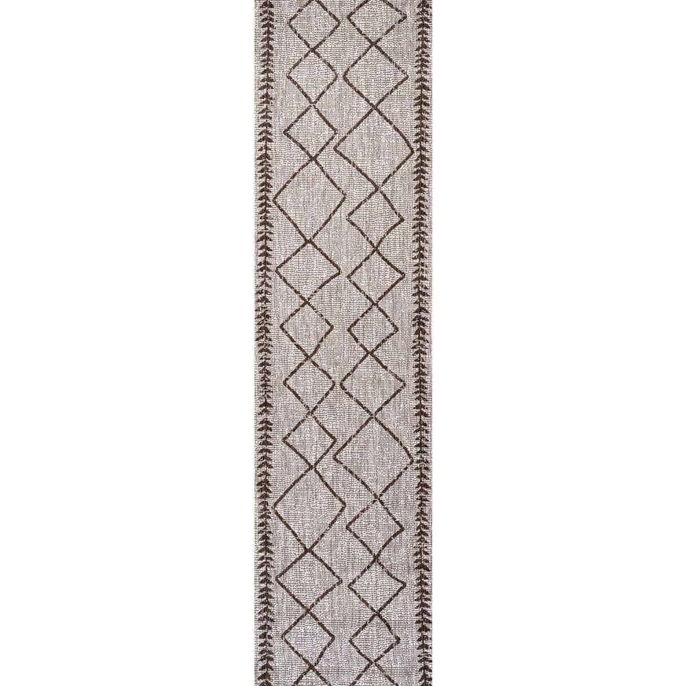 Handwoven Mid-Century Modern Beige/Brown Synthetic Area Rug