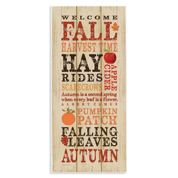 Stupell Industries Welcome Fall Autumn List by Stephanie Workman Marrott Unframed Graphic Typography Art Print 7 in. x 17 in.