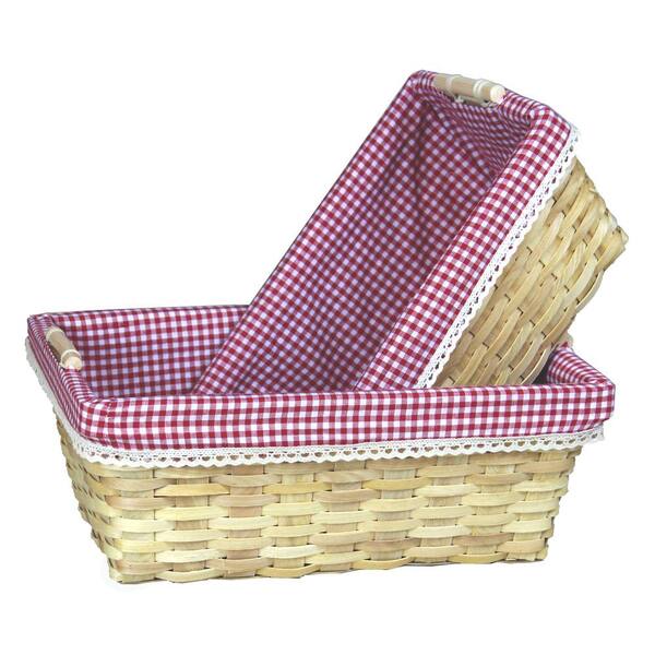 Unbranded Gingham Lined Shelf Baskets Set of 2