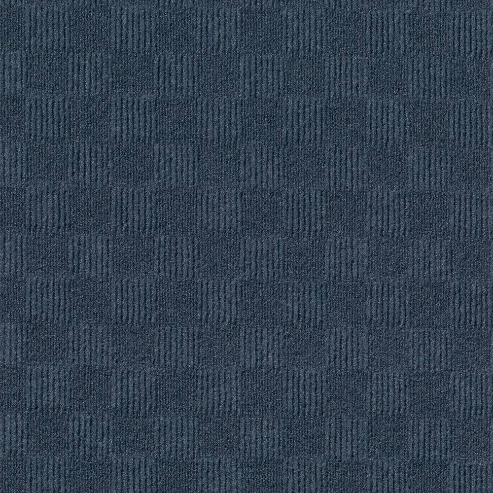 24'' Blue Polyester Peel and Stick Carpet Tiles